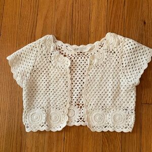 H&M Girls size 6-8 White/lite cream Crochet Cardigan